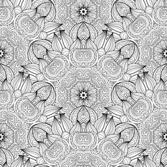 Vector Seamless Monochrome Ornate Pattern