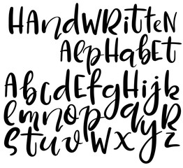Vector handwritten alphabet. Different style of letters. Doodle abc