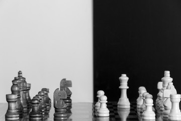 Scacchi fotografati su una scacchiera