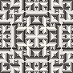 Geometric Ethnic Background with Symmetric Lines Lattice. Vector Abstract Seamless Pattern.