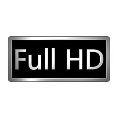 Silver icon "Full HD". Video quality. 3D rendering.