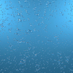 Water drops on blue metal surface. 3D rendering.
