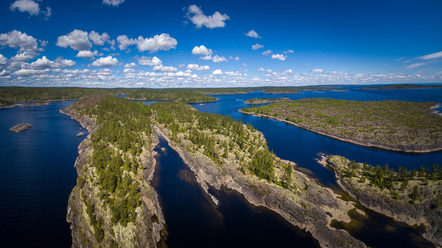 Ladoga lake. Karelia. Islands in Karelia. Rocky islands.