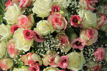Bridal flower arrangement in pink and white