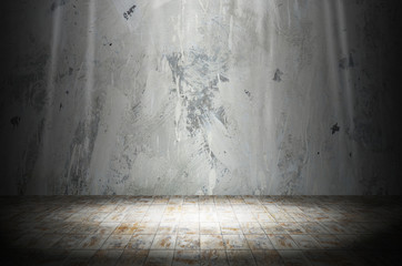 light in dark room with marble stone floor