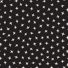 Scattered Geometric Line Shapes. Abstract Background Design. Vector Seamless Black and White Pattern.