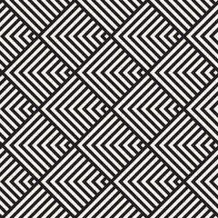 Stylish Lines Maze Lattice. Ethnic Monochrome Texture. Abstract Geometric Background. Vector Seamless Black and White Pattern.
