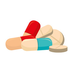 pills and capsules drugs isolated icon