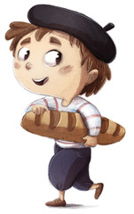 niño  con barra de pan