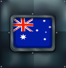 Australia flag on metalic background