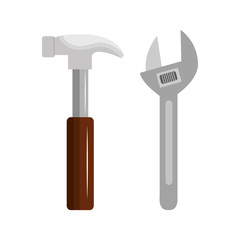 wrench with hammer isolated icon vector illustration design