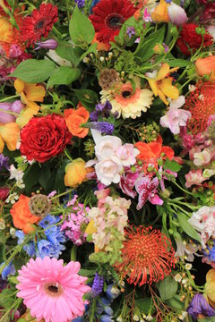 Multi colored wedding flowers