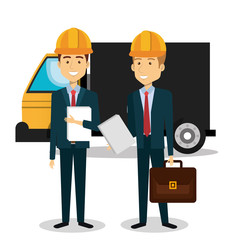 Obraz premium professional construction people characters vector illustration design