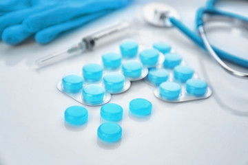 Cough drops on white background