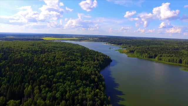 Aerial view of Torbeyevo lake in Moscow region