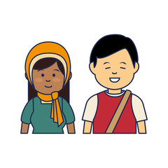 young people ethnicity characters vector illustration design