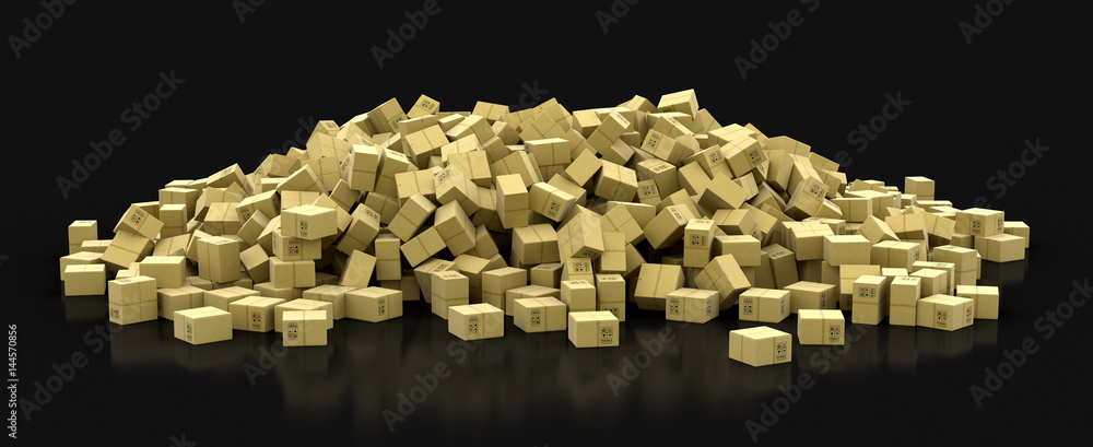 Poster many packages. image with clipping path