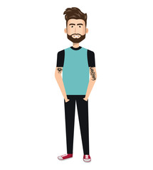 young man avatar character vector illustration design