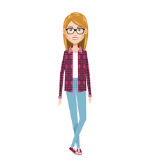 young woman avatar character vector illustration design
