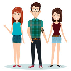 Obraz premium young people style characters vector illustration design