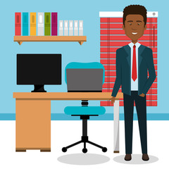 businessman in the office avatar character icon vector illustration design