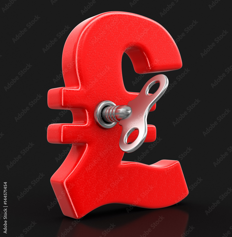 Poster pound sign with winding key. image with clipping path