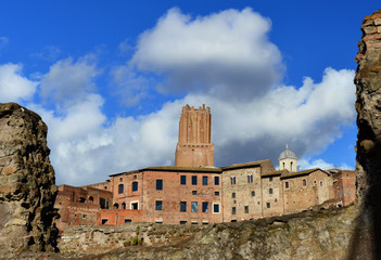 Torre delle Milizie (Tower of Militia) seen from Imperial Forum ruins in Rome