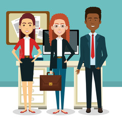 businesspeople in the office avatars characters icon vector illustration design