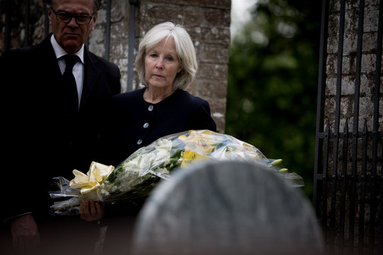 Senior couple at a funeral