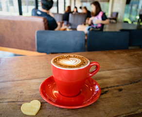 coffee cappuccino love close up in cafe