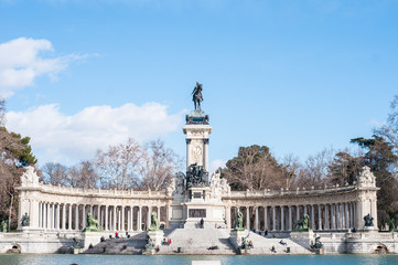 Fototapeta na wymiar Alfonso XII statue on Retiro Park in Madrid.