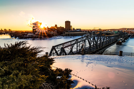 Nepean Point In Ottawa Winter Sunset