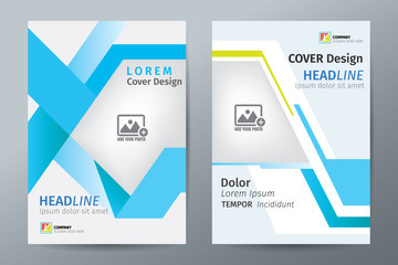 Blue  annual report brochure flyer template, book cover layout in A4 size