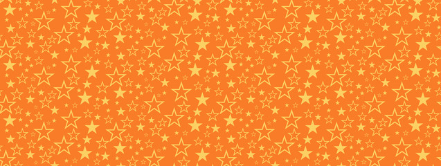 Abstract pattern with stars, repeating seamless texture, orange color, vector image