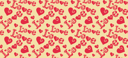 Love, lettering abstract background, seamless pattern, repeating texture, vector image 