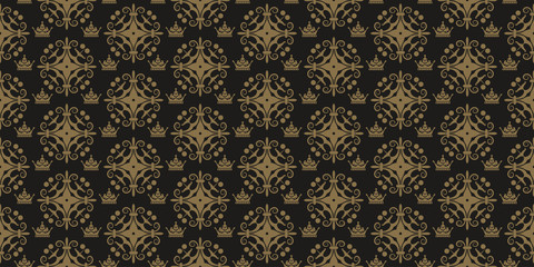 Decorative background in classic style, dark color, seamless pattern. Repeating vintage texture pattern. Vector image