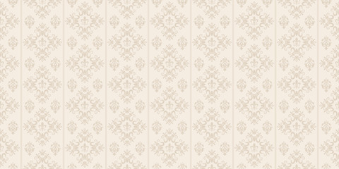 Decorative background in classic style, beige color, seamless pattern. Repeating vintage texture pattern. Vector image