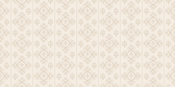 Decorative background in classic style, beige color, seamless pattern. Repeating vintage texture pattern. Vector image