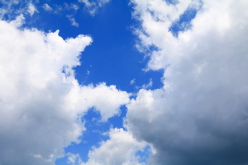 blue sky with big cloud and raincloud, art of nature beautiful and copy space for add text