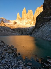 Les Torres glowing red at morning sunrise
