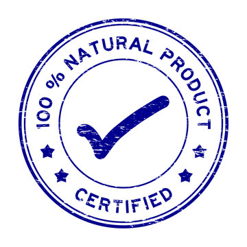 Grunge blue 100 percent natural product certified round rubber seal stamp