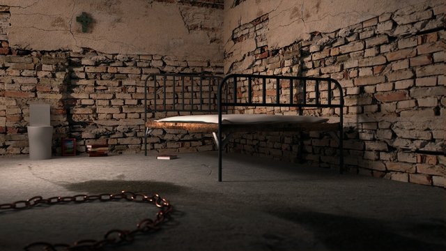 Dark prison room
