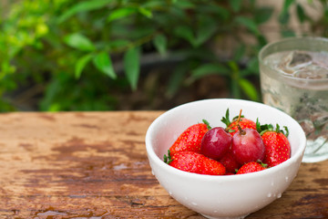 Fresh fruit mix and water for healthy