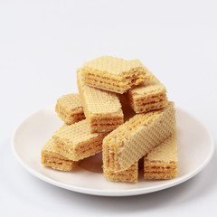 Wafers with cream  on white background