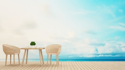 dining area on terrace sea view - 3D Rendering
