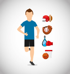 athlete avatar with sports equipment vector illustration design