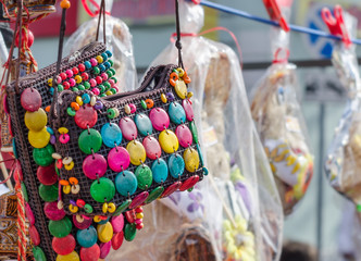 The bags is decorated with beads