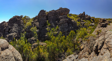 Fototapeta na wymiar Climb to the top of a rock Pinnacle