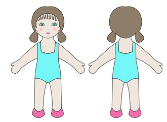 Illustration of doll. Can use for cut and sew