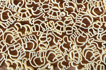 texture of pasta in the shape of animals